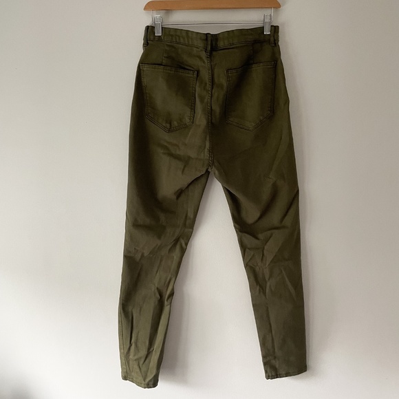 Zara // High Rise Slim Leg Olive Green Pants - Picture 4 of 4
